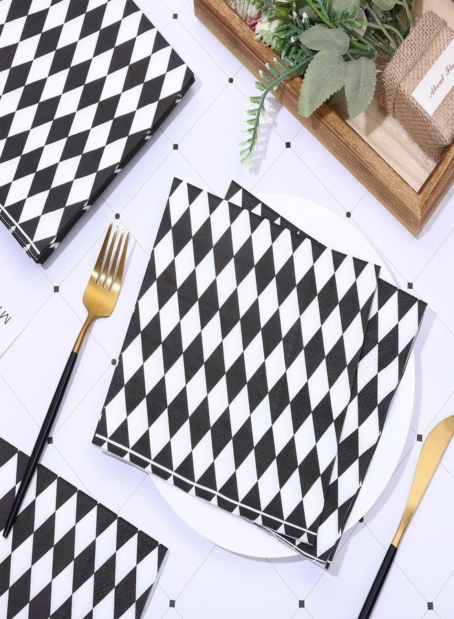 Whaline 80Pcs Black White Plaid Paper Napkin Disposable Party Napkin Dessert Dinner Hand Napkin For Holiday Birthday Party Supplies - Image 3
